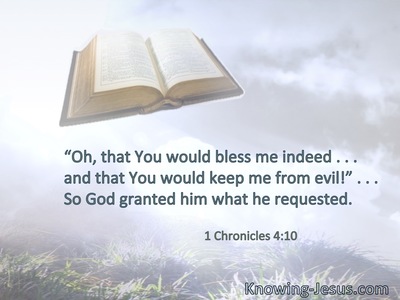 “Oh, that You would bless me indeed . . . and that You would keep me from evil!” . . . So God granted him what he requested.